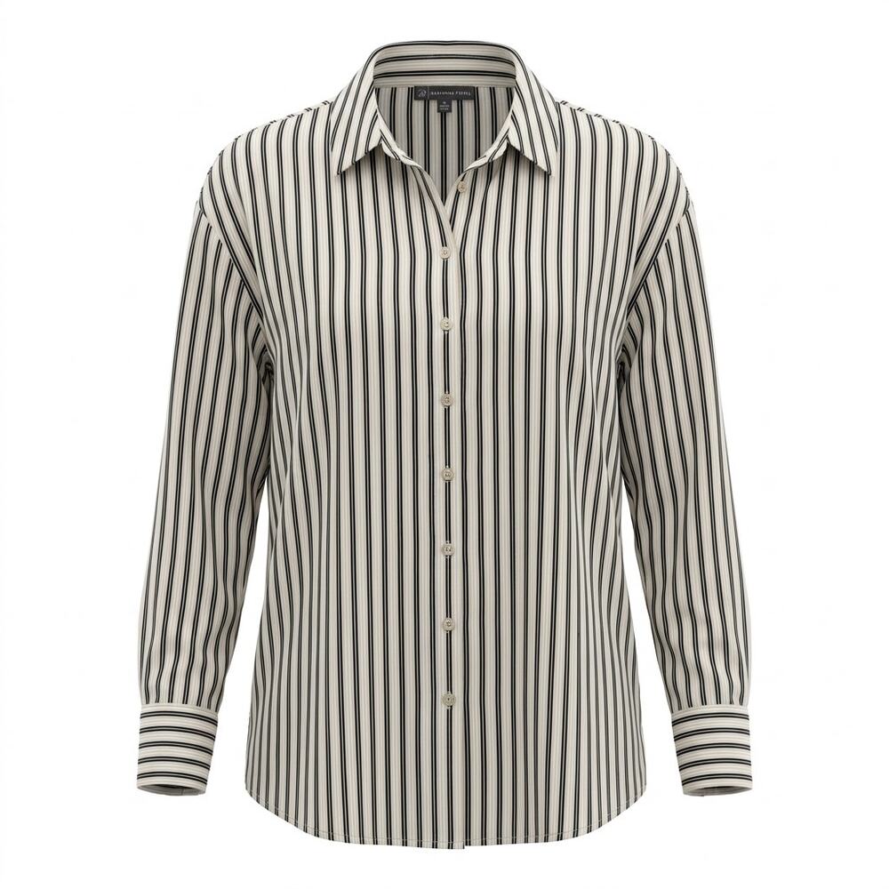 Adrianna Papell Multicolor Lightweight Striped Button-Up Shirt Women Size M